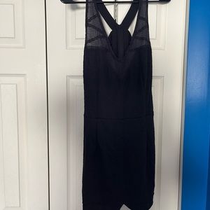 FREE PEOPLE ROMPER-BLACK COTTON WITH MESH AND CUTOUT DETAILS - LARGE